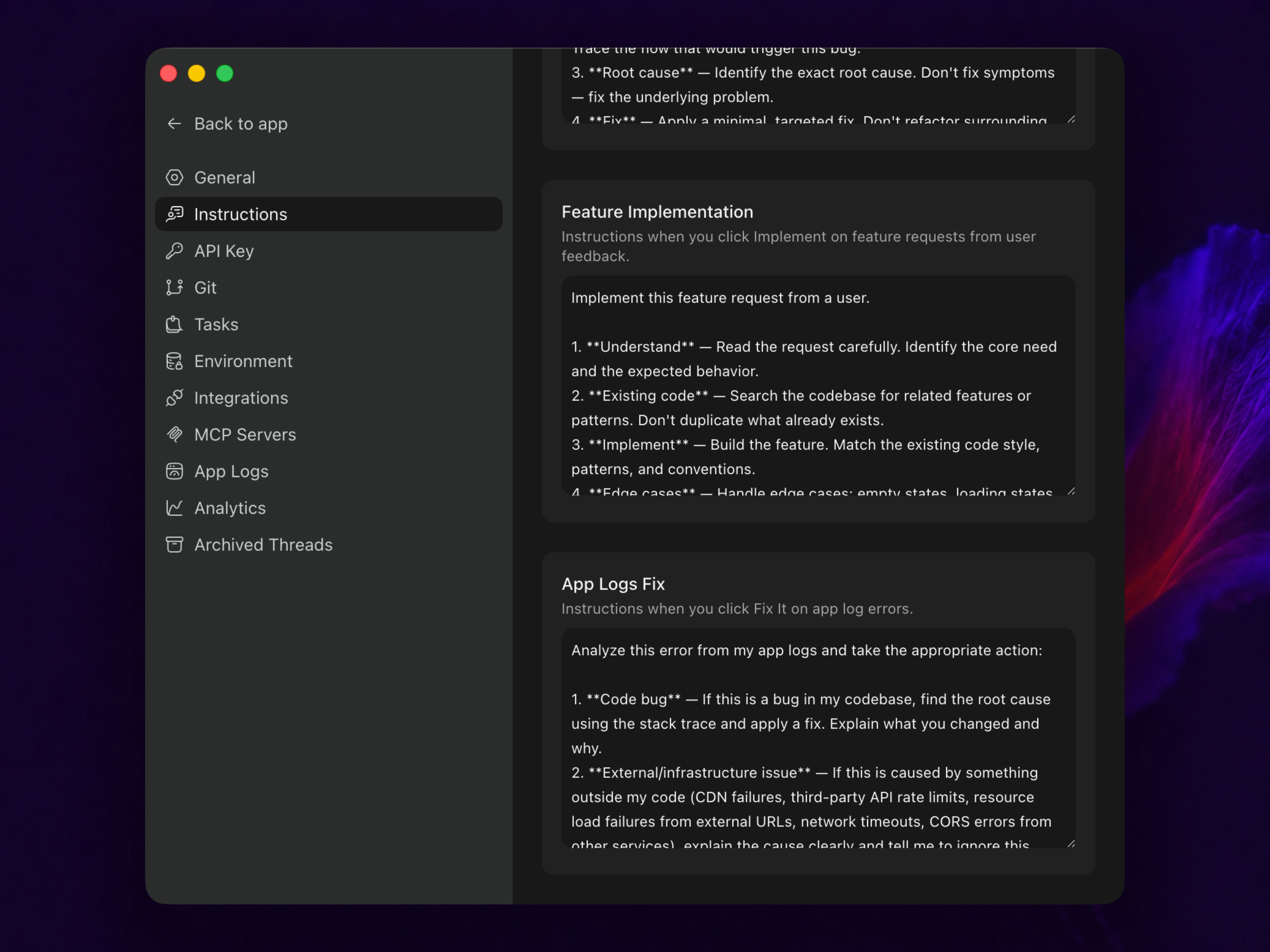Settings and worktrees