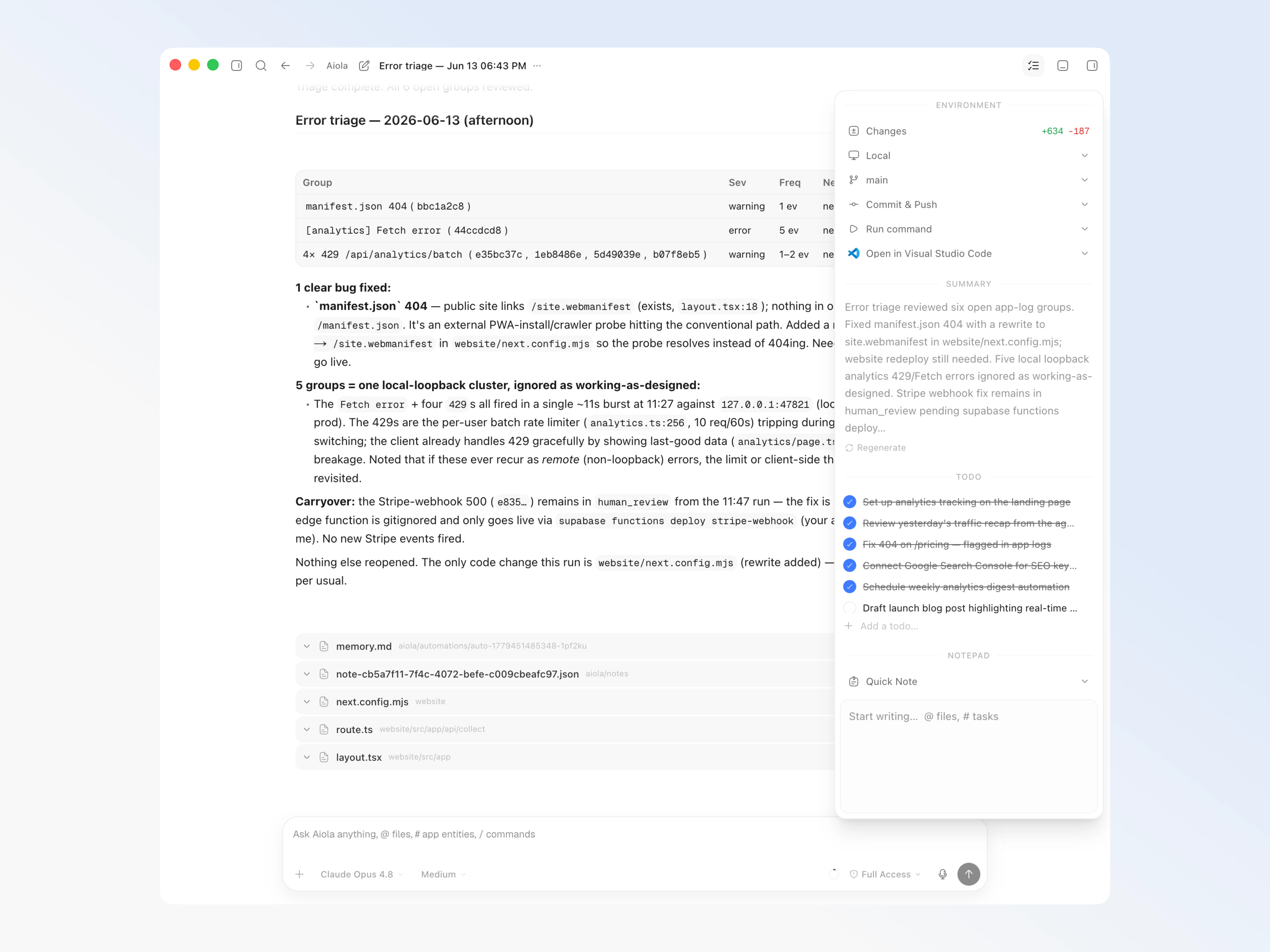 Context panel per thread